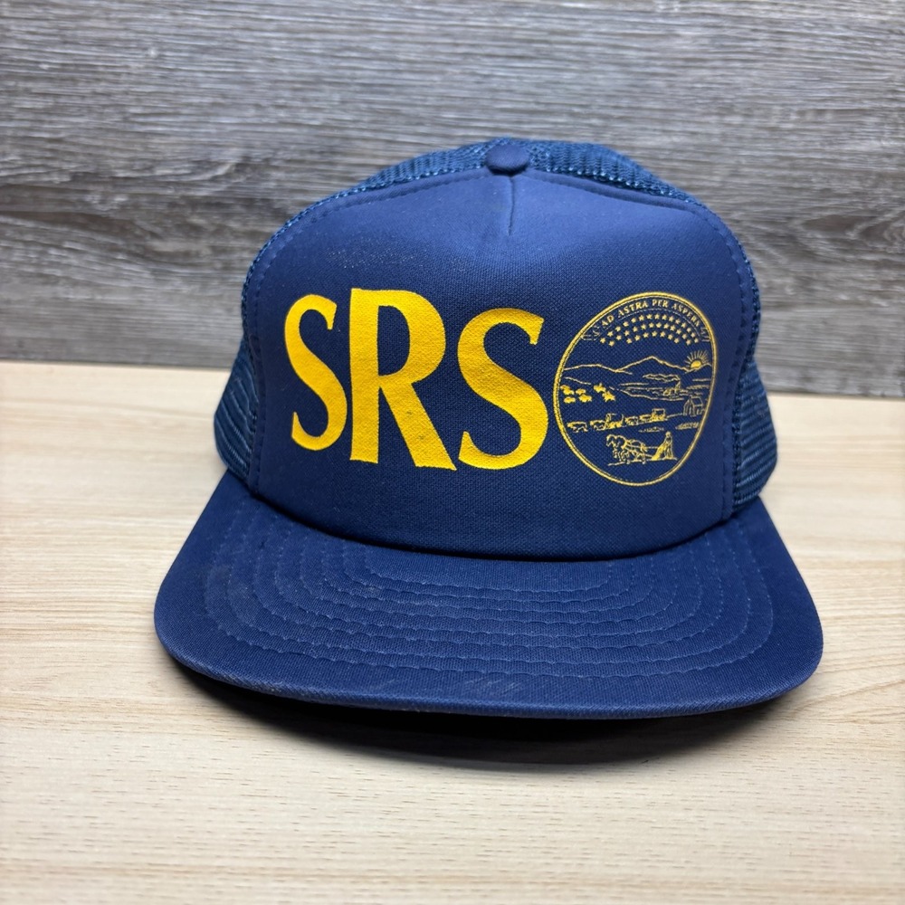 Vintage Kansas SRS Hat Cap Snap Back Blue Trucker State Seal Ad Astra Per Aspera